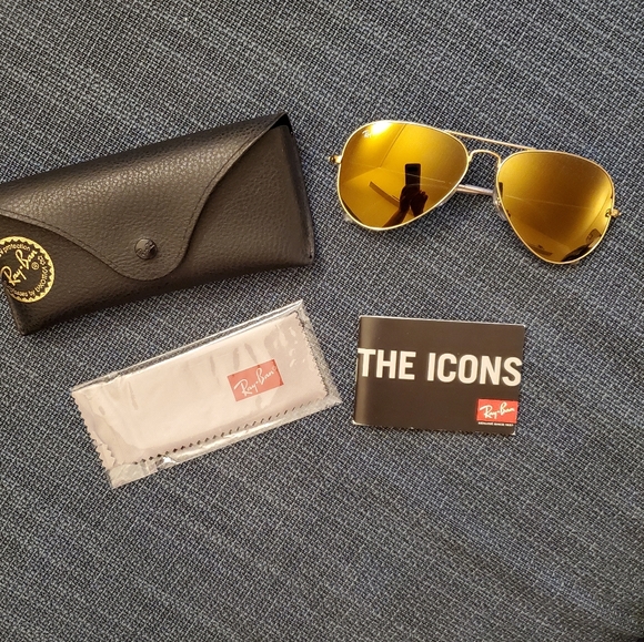 Ray-Ban Gold Brown Mirror Lens Aviator Sunglasses main image 5